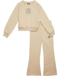 Converse Kids Chuck Patch Graphic Crew & Flared Pant Set (Big Kid) | Kids' Sets